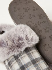 FatFace Grey Maia Check Mule Slippers - Image 4 of 4