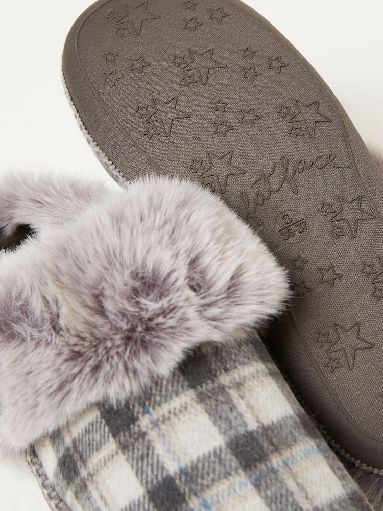 FatFace Grey Maia Check Mule Slippers - Image 4 of 4