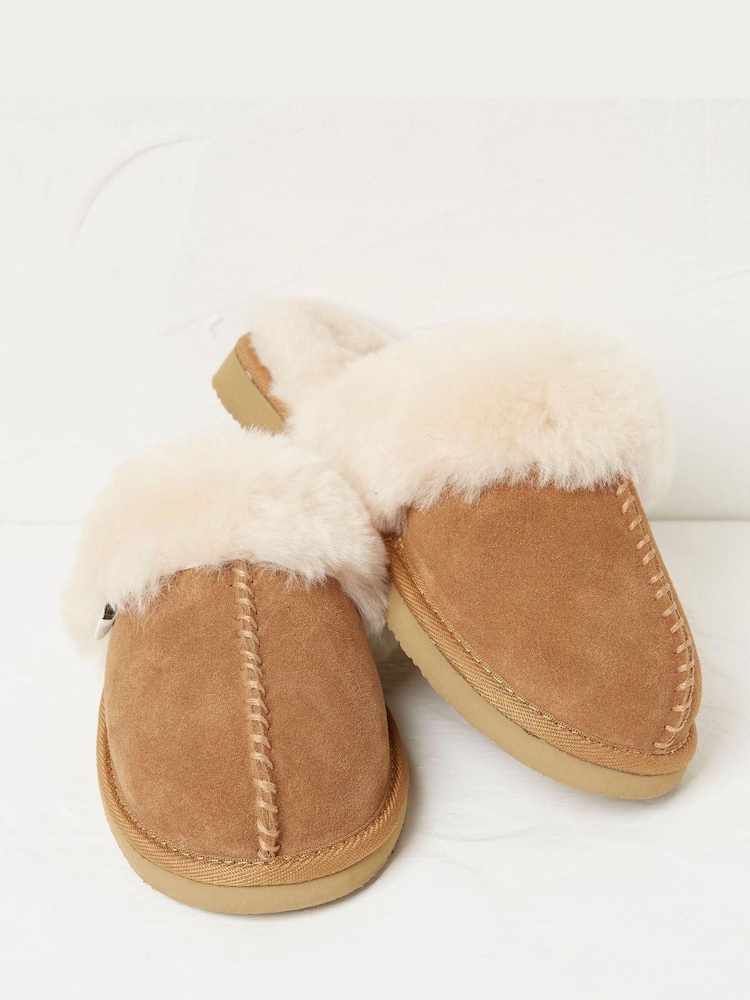 FatFace Brown Steph Sheepskin Mule Slippers - Image 2 of 4