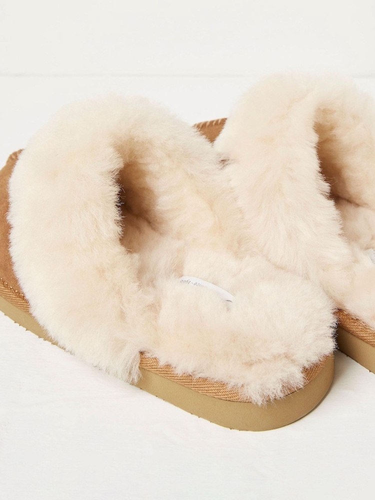 FatFace Brown Steph Sheepskin Mule Slippers - Image 4 of 4