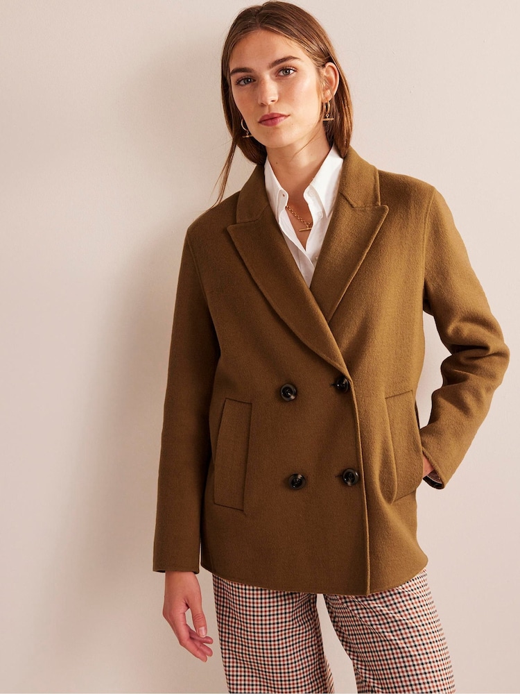 Boden Brown Wool Blend Pea Coat - Image 1 of 6