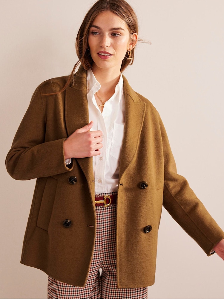 Buy Boden Brown Wool Blend Pea Coat from the Next UK online shop
