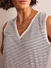 Boden Cream Regular V-Neck Slub 100% Cotton Vest - Image 4 of 5