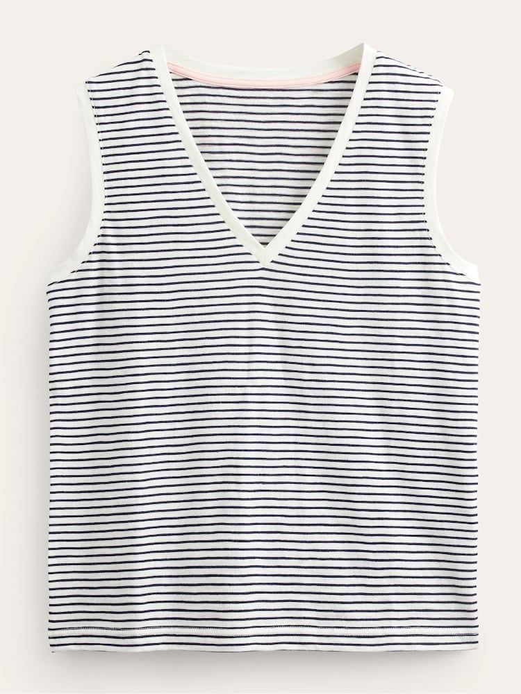 Boden Cream Regular V-Neck Slub 100% Cotton Vest - Image 5 of 5 Boden Cream Regular V-Neck Slub 100% Cotton Vest - Image 5 of 5