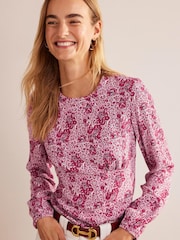 Boden Pink Empire Waist Long Sleeve Top - Image 1 of 1