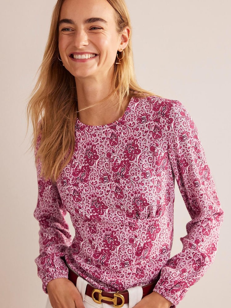 Boden Pink Empire Waist Long Sleeve Top - Image 1 of 1