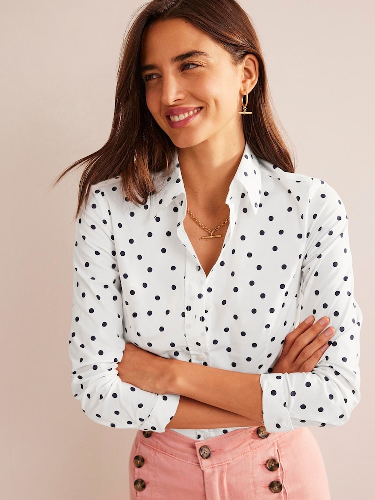 Boden Cream Saskia Stretch Cotton Shirt - Image 1 of 4
