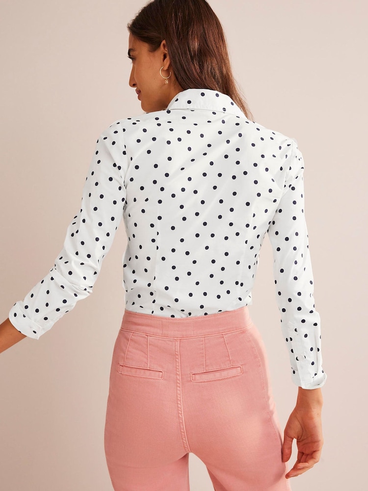 Boden Cream Saskia Stretch Cotton Shirt - Image 2 of 4