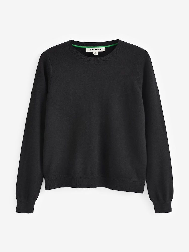 Boden Black Eva Cashmere Crew Neck Jumper - Image 4 of 4