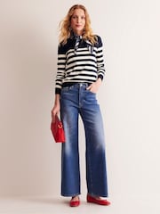 Boden Cream Crew Neck Catriona Cotton Jumper - Image 1 of 6