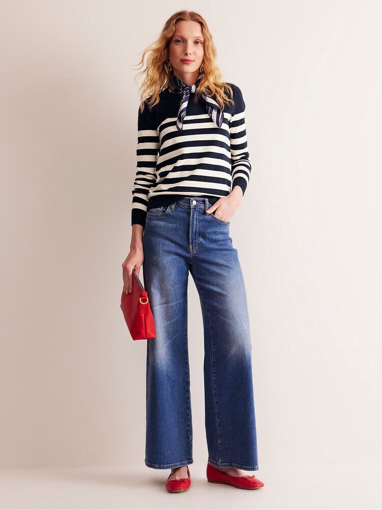 Boden Cream Crew Neck Catriona Cotton Jumper - Image 1 of 6 Boden Cream Crew Neck Catriona Cotton Jumper - Image 1 of 6