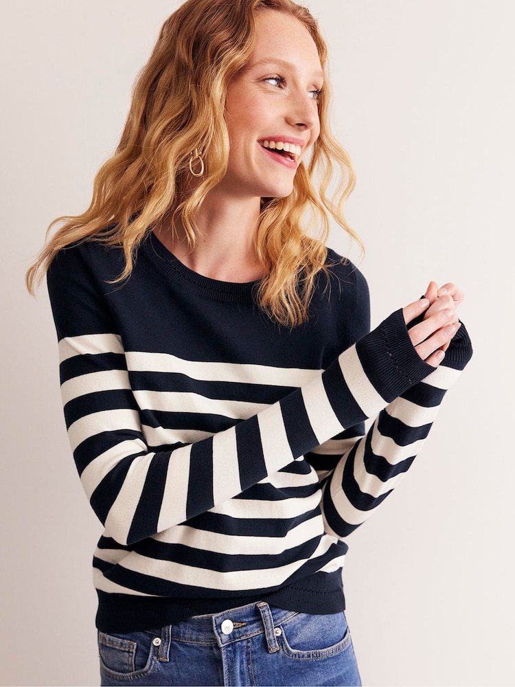Boden Cream Crew Neck Catriona Cotton Jumper - Image 2 of 6 Boden Cream Crew Neck Catriona Cotton Jumper - Image 2 of 6