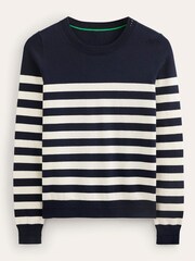 Boden Cream Crew Neck Catriona Cotton Jumper - Image 5 of 6