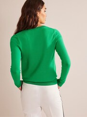 Boden Green V-Neck Catriona Cotton Jumper - Image 2 of 6