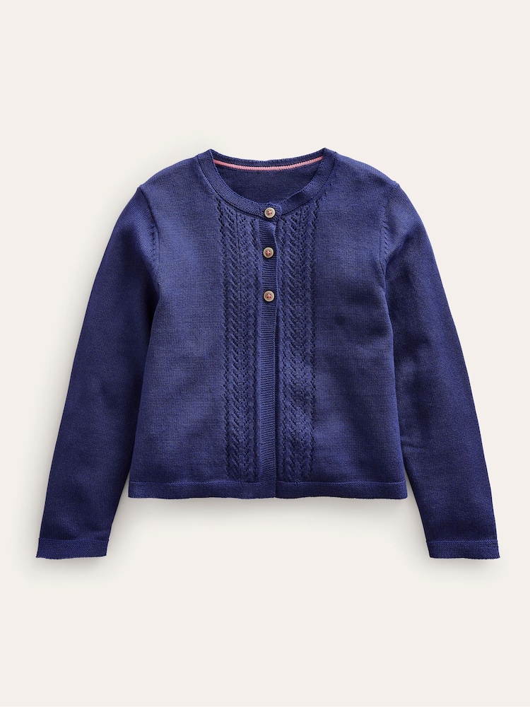 Albastru - Cardigan Boden Pointelle 100% bumbac - Imaginea 1 din 3