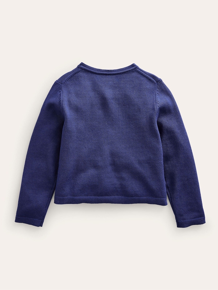 Albastru - Cardigan Boden Pointelle 100% bumbac - Imaginea 2 din 3