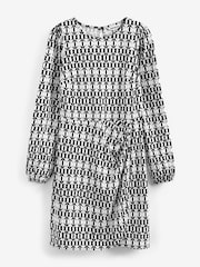 Boden Black/White Wrap-Effect Jersey Mini Dress - Image 1 of 6
