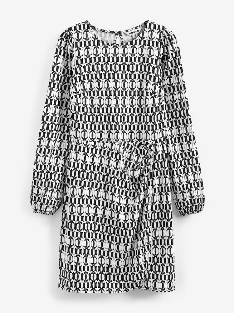 Boden Black/White Wrap-Effect Jersey Mini Dress - Image 1 of 6