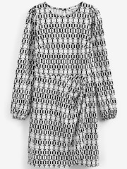 Boden Black/White Wrap-Effect Jersey Mini Dress - Image 6 of 6