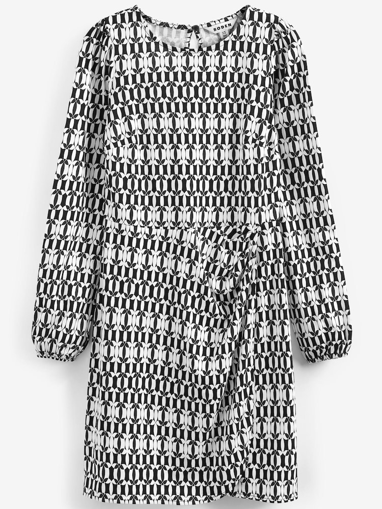 Boden Black/White Wrap-Effect Jersey Mini Dress - Image 6 of 6