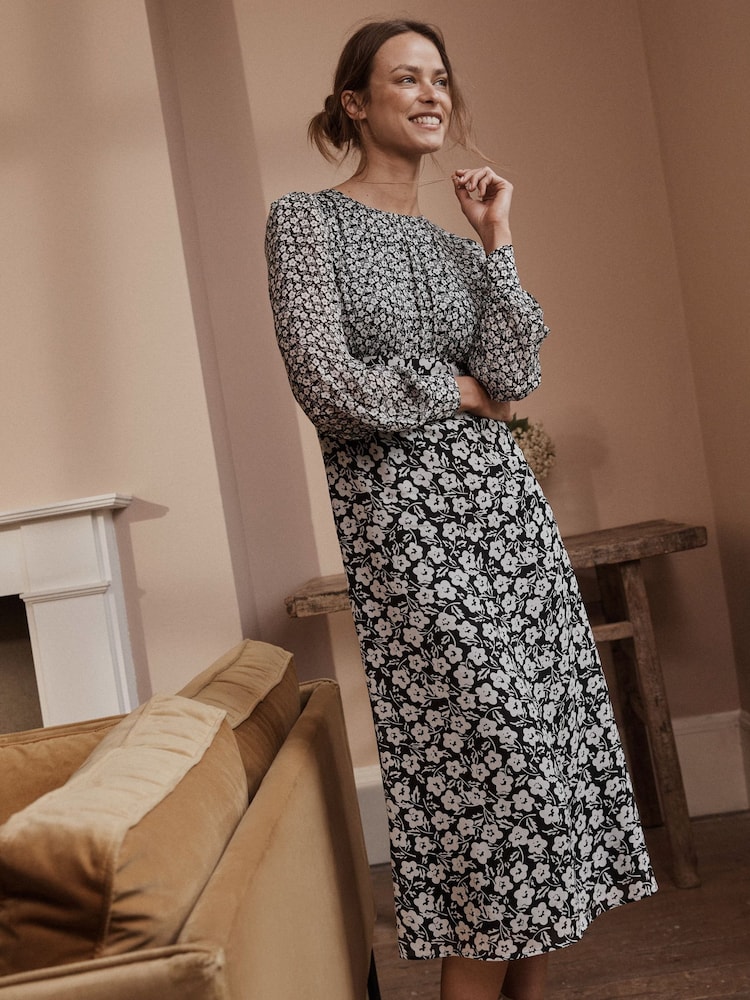 Boden Black Hotched GGT Empire Tea Dress - Image 1 of 6