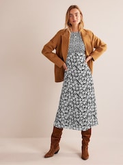 Boden Black Hotched GGT Empire Tea Dress - Image 2 of 6