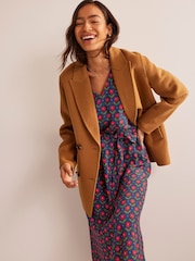 Boden Blue Smock Cuff Crepe Midaxi Dress - Image 3 of 5