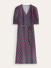 Boden Blue Smock Cuff Crepe Midaxi Dress - Image 5 of 5