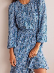 Boden Blue Pleat Detail Pephem Dress - Image 5 of 6