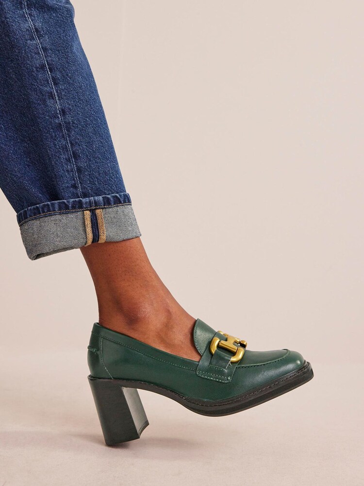 Boden Green Iris Snaffle Heeled Loafers - Image 1 of 4