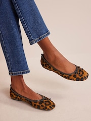 Boden Brown/Gold Kitty Flexi Sole Ballet Pumps - Image 4 of 4