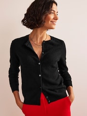Boden Black Eva Cashmere Crew Cardigan - Image 1 of 4
