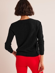 Boden Black Eva Cashmere Crew Cardigan - Image 2 of 4
