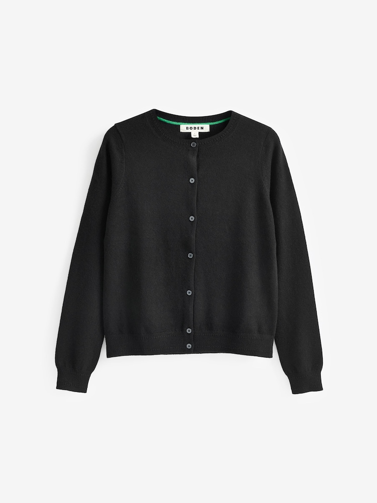 Boden Black Eva Cashmere Crew Cardigan - Image 4 of 4