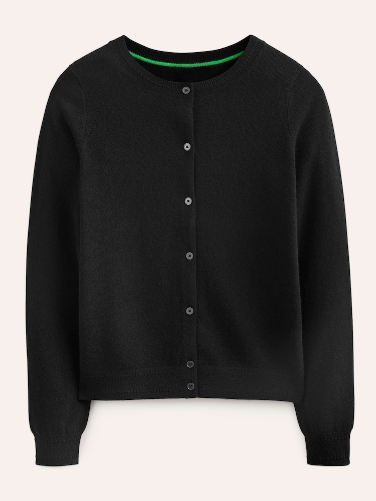 Boden Black Eva Cashmere Crew Cardigan - Image 6 of 6