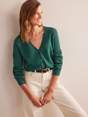 Boden Green Pointelle V-Neck Cardigan - Image 1 of 4