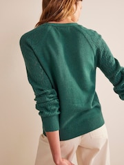 Boden Green Pointelle V-Neck Cardigan - Image 2 of 4