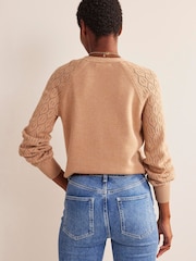 Boden Brown Pointelle V-Neck Cardigan - Image 2 of 4