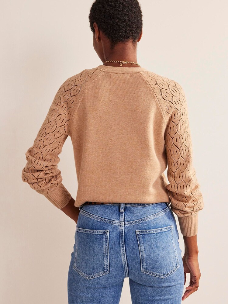Boden Brown Pointelle V-Neck Cardigan - Image 2 of 4