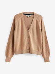 Boden Brown Pointelle V-Neck Cardigan - Image 4 of 4