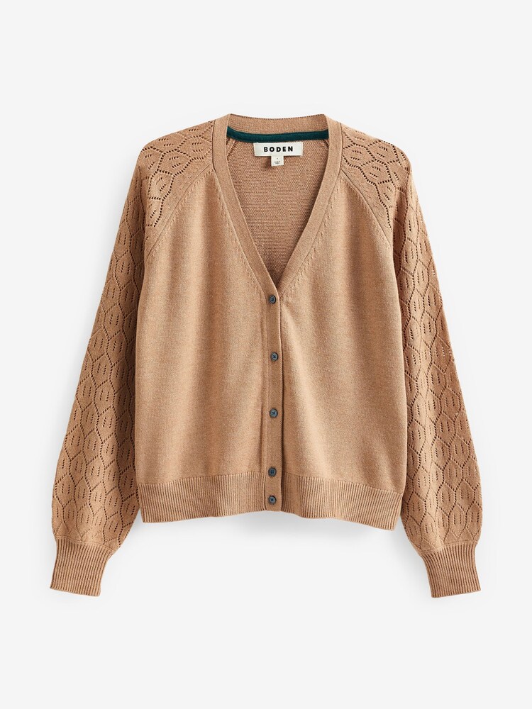 Boden Brown Pointelle V-Neck Cardigan - Image 4 of 4