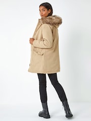 Roman Brown Faux Fur Hood Parka Coat - Image 1 of 5