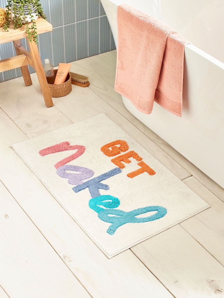 Multi Get Naked 100% Cotton Bath Mat - Image 1 of 3 Multi Get Naked 100% Cotton Bath Mat - Image 1 of 3