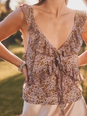 Lilac Ditsy Mesh Ruffle Cami - Image 4 of 6