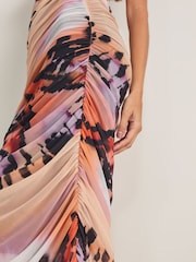 Purple Abstract Print Bandeau Mesh Dress - Image 5 of 7