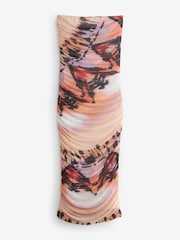 Purple Abstract Print Bandeau Mesh Dress - Image 6 of 7