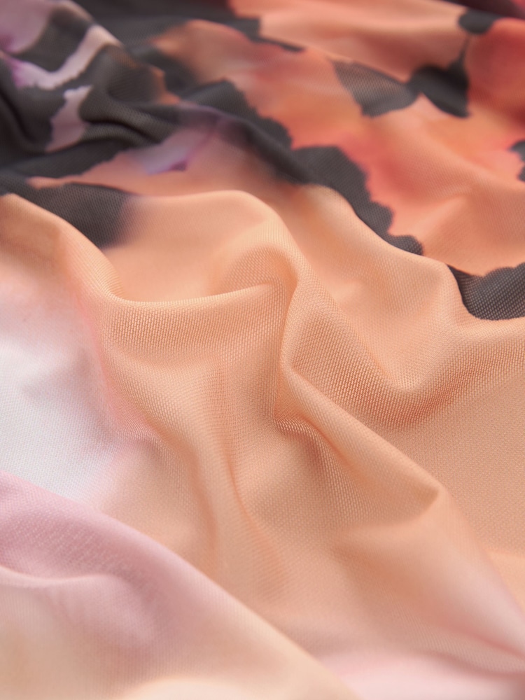 Purple Abstract Print Bandeau Mesh Dress - Image 7 of 7