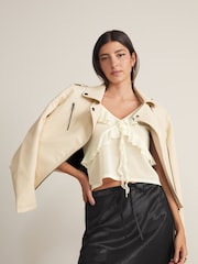 Ecru Mesh Ruffle Cami - Image 4 of 7