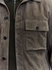 Dark Stone Suede Shacket - Image 4 of 10