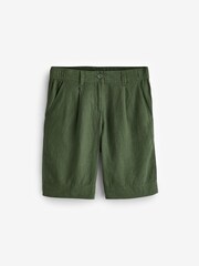 Navy/Khaki Summer Linen Blend Knee Length Shorts 2 Pack - Image 2 of 7
